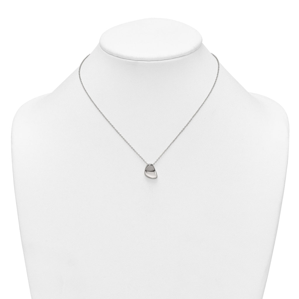 Sterling Silver Polished Pebble 16 Inch with 2 Inch Extension Necklace