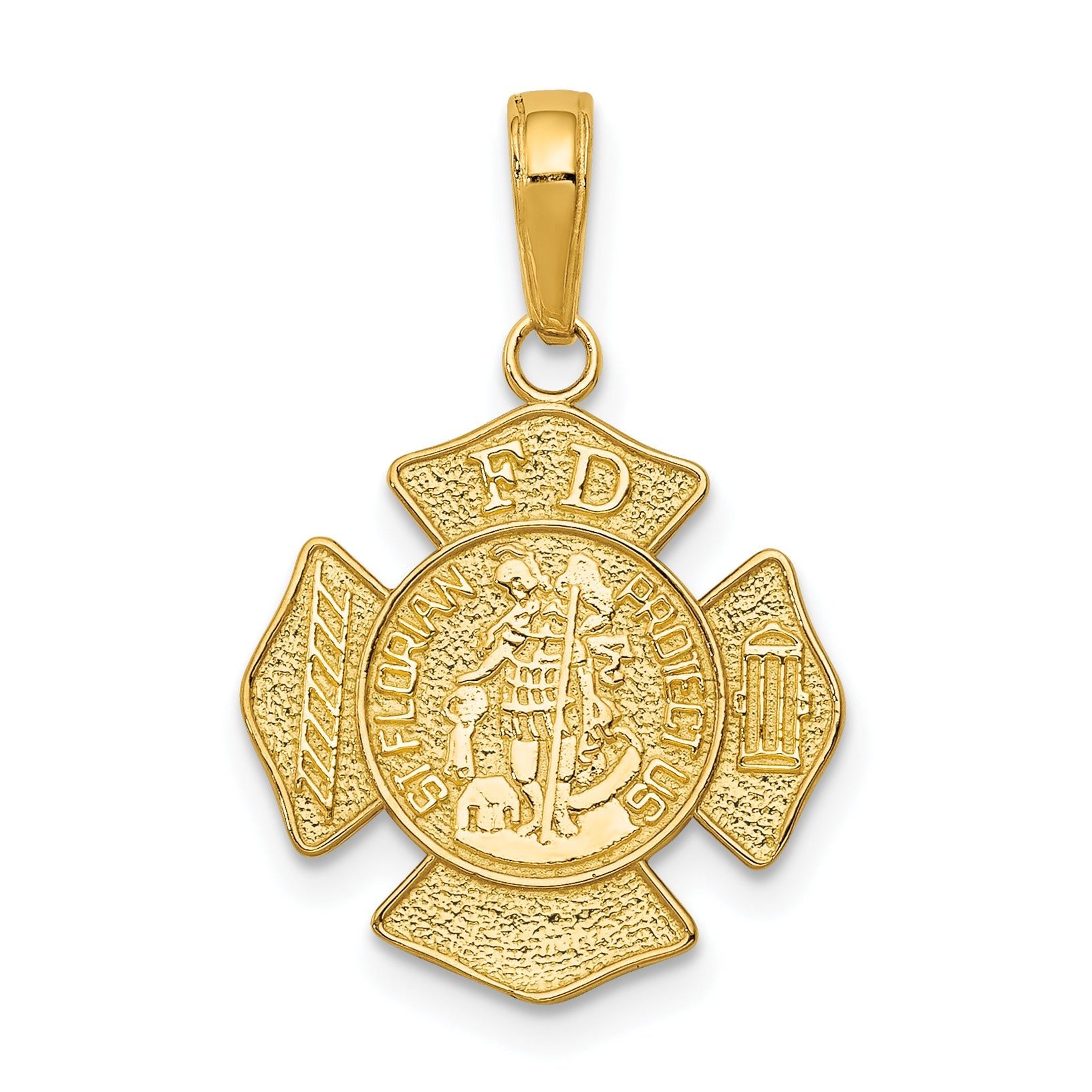 14K Gold St. Florian Pendant with Polished Finish Elegant Design Main image
