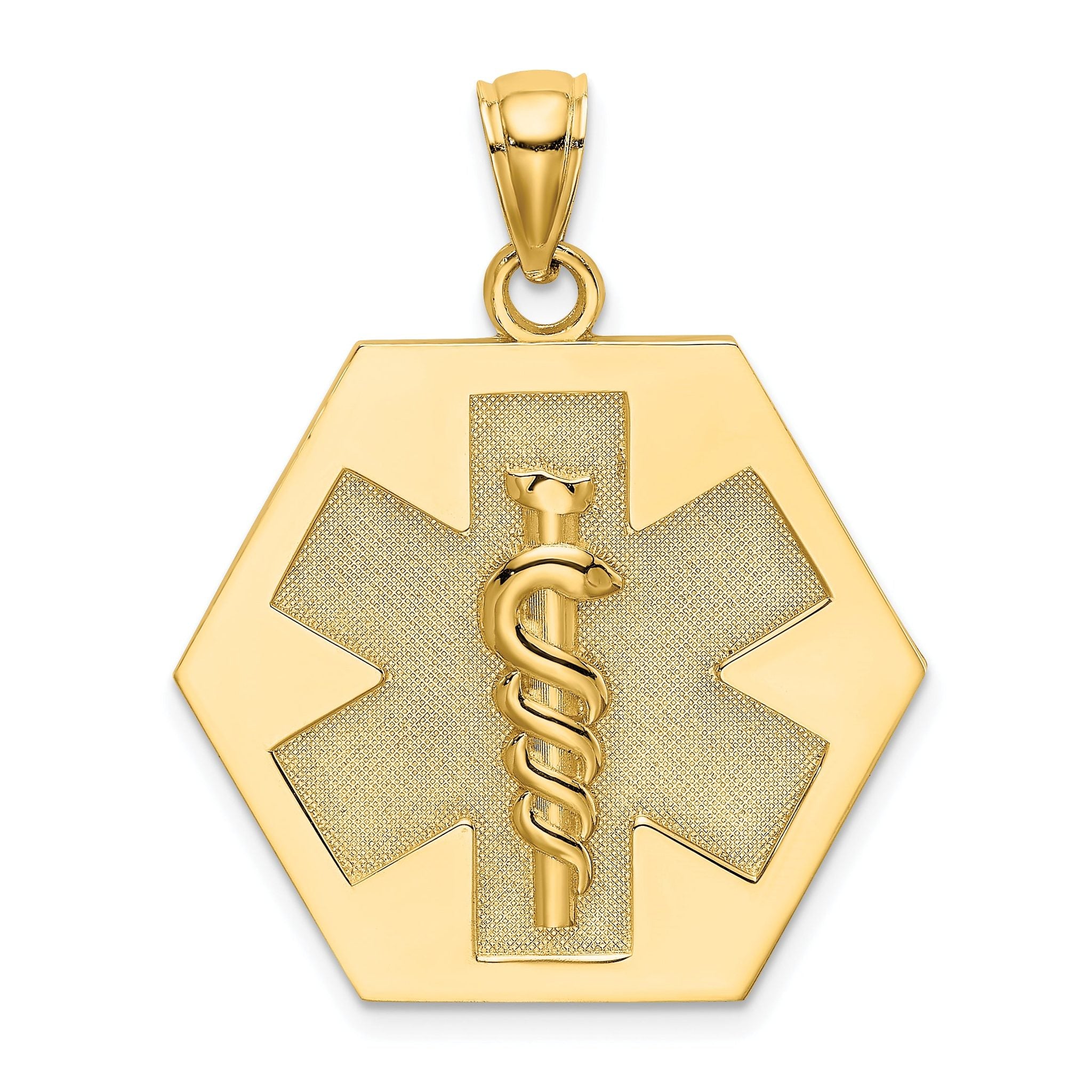 14K Textured Back Caduceus Medical Disc Main image