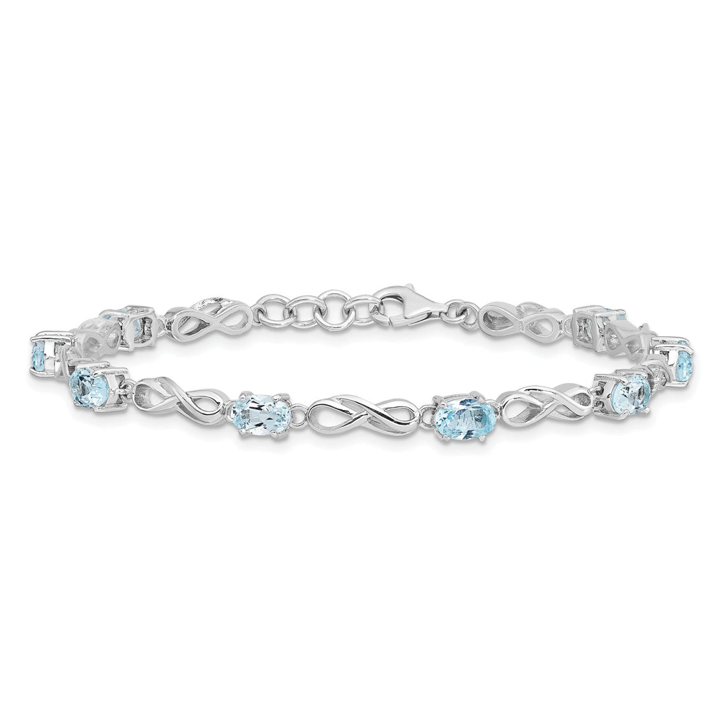 Sterling Silver Rhodium-plated Blue Topaz Figure 8 Bracelet