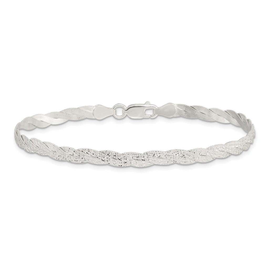 Sterling Silver Fancy Textured Reversible Braided Bracelet