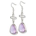Stainless Steel Polished Flower Drop Dangle Earrings for Women