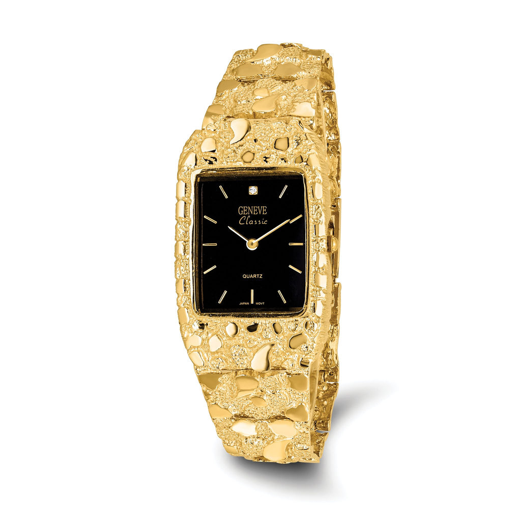 14k Mens Squared Black 27x47mm Dial Solid Nugget Watch