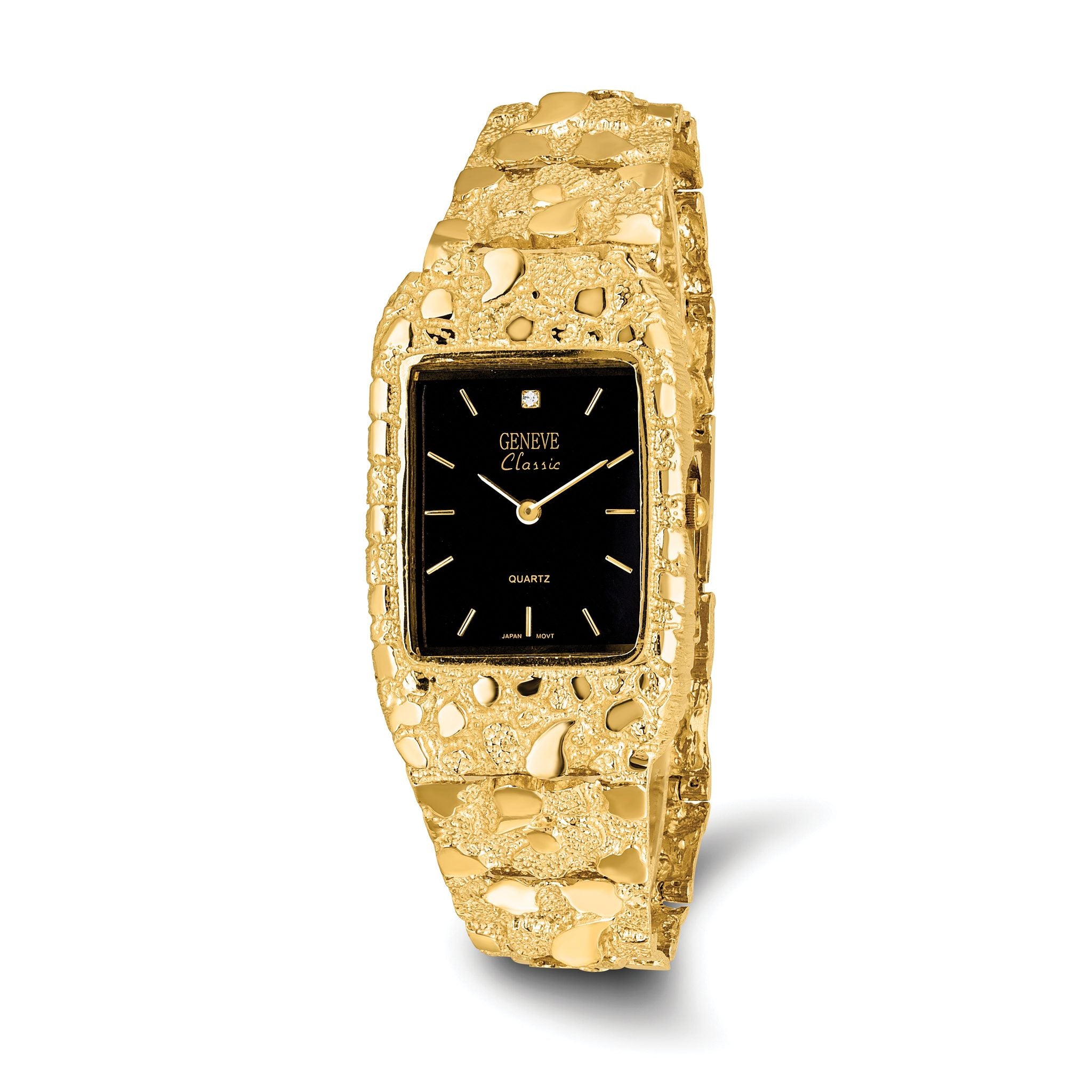 14k Mens Squared Black 27x47mm Dial Solid Nugget Watch