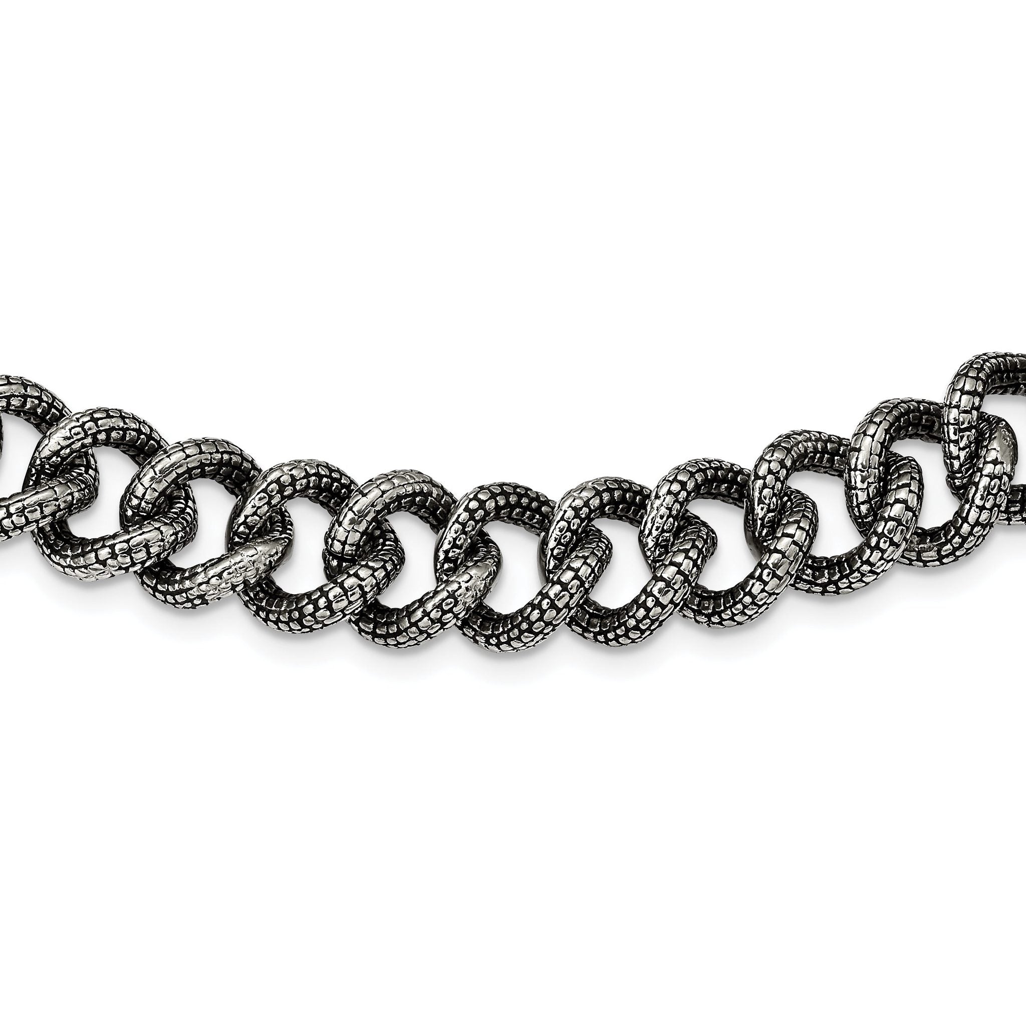 Sophia Jewelers Antiqued Stainless Steel Men's Link Necklace Gift Ready