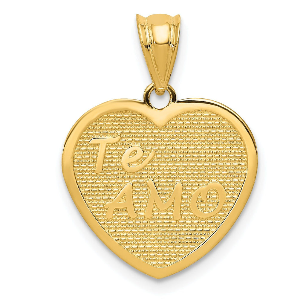 14K Gold Te Amo Heart Pendant with Polished Finish  Elegant Gift
