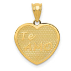 14K Gold Te Amo Heart Pendant with Polished Finish  Elegant Gift