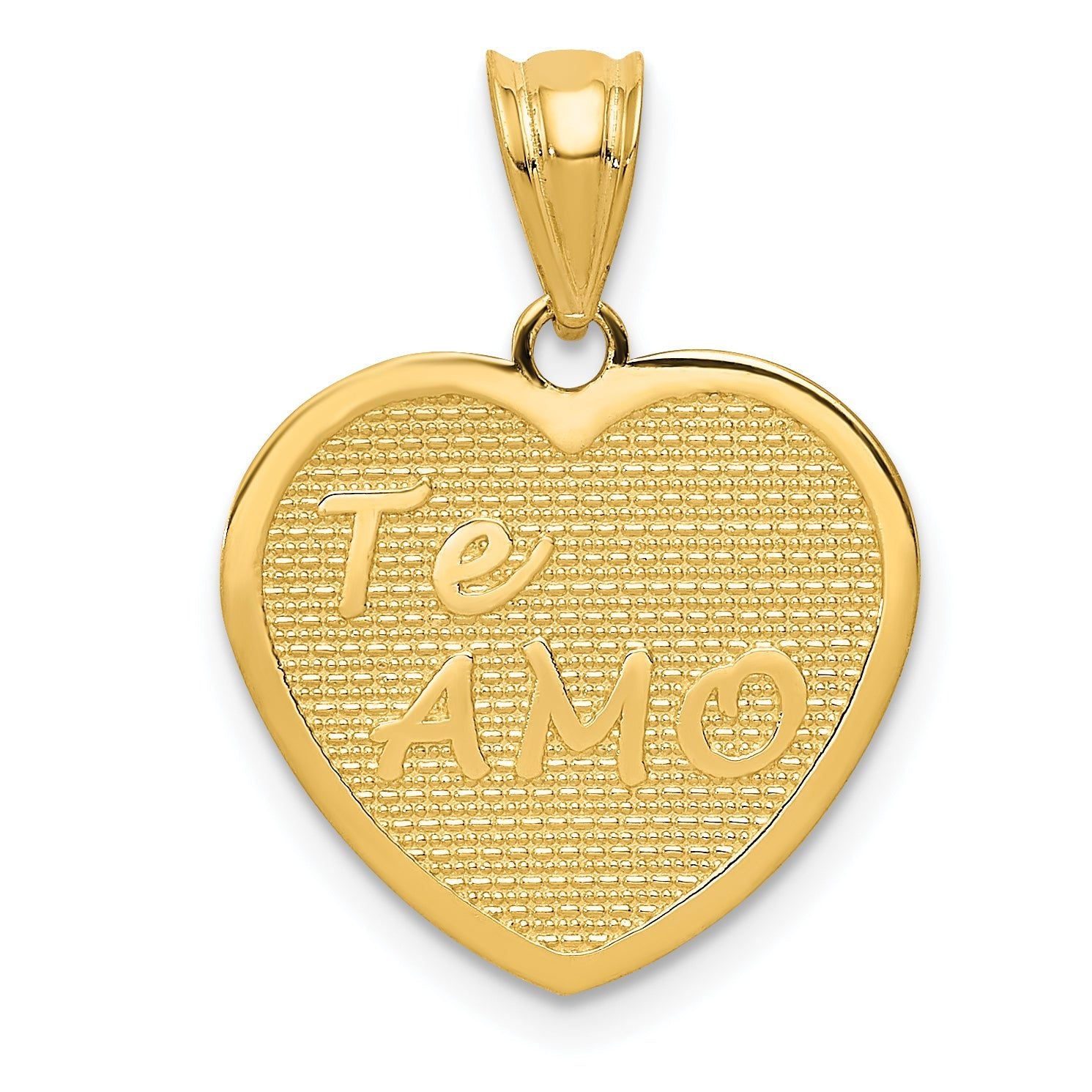 14K Gold Te Amo Heart Pendant with Polished Finish  Elegant Gift