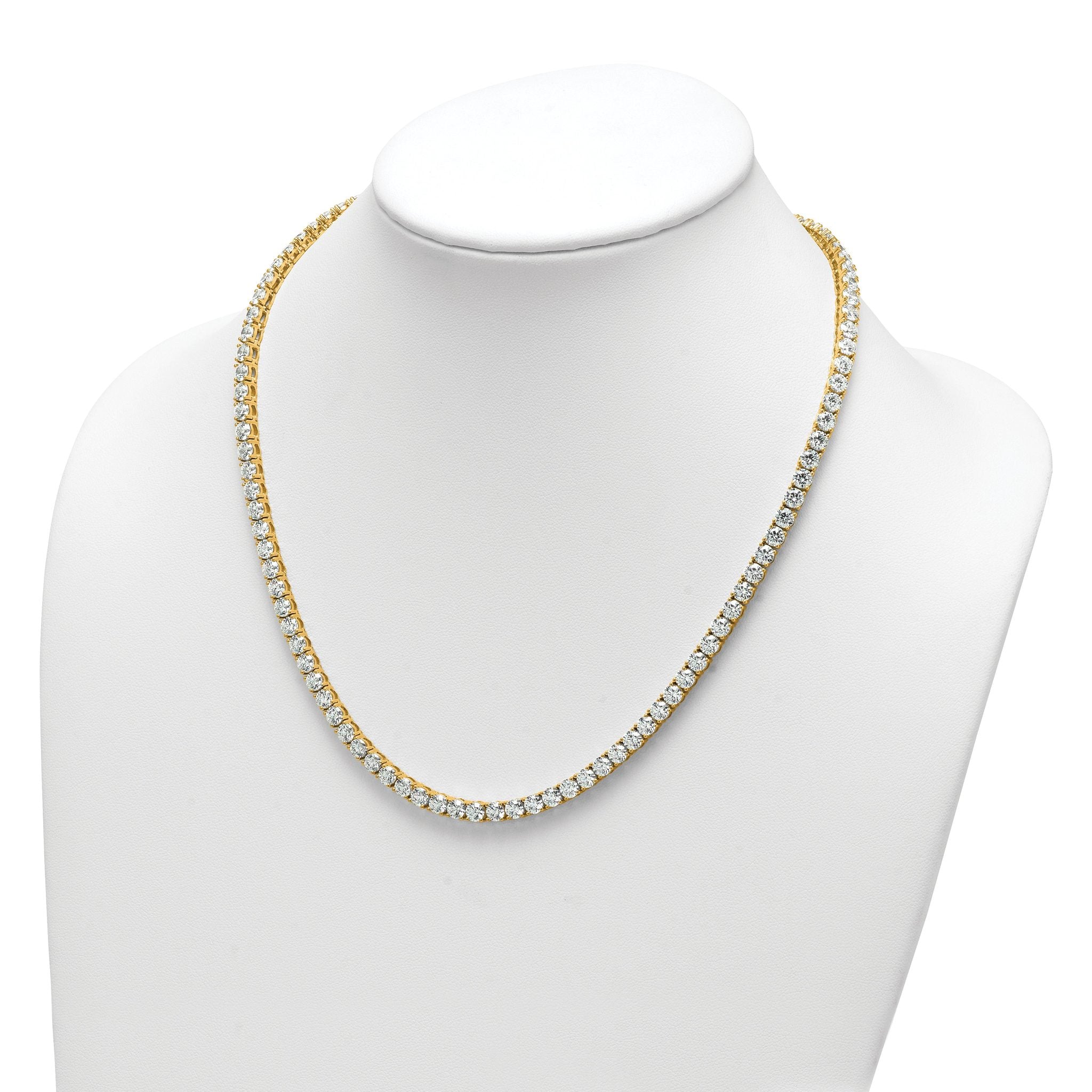 14k 36 carat Lab Grown Diamond VS+ F+ Complete Round 20 inch Straight Tennis Necklace