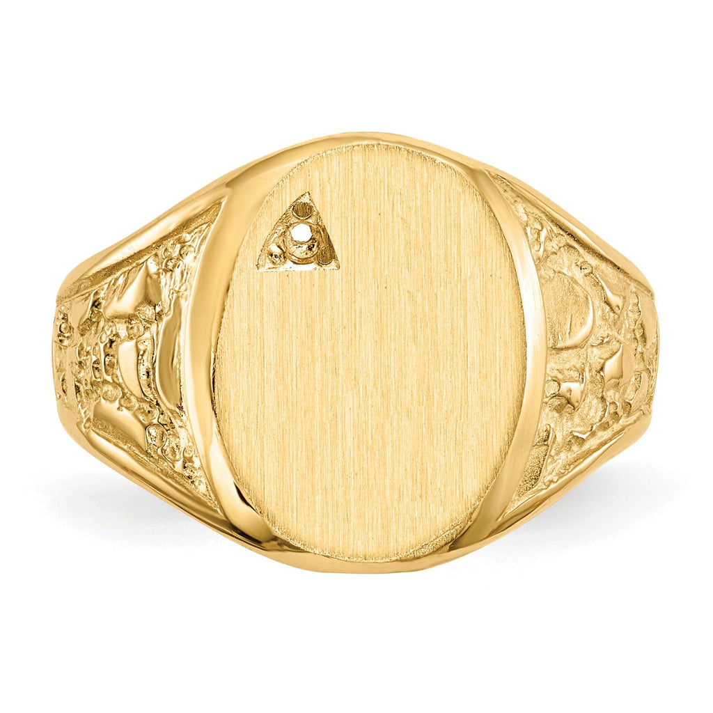 14k 11.0x15.0mm Open Back Diamond Mens Signet Ring Mounting (No Stone Included)