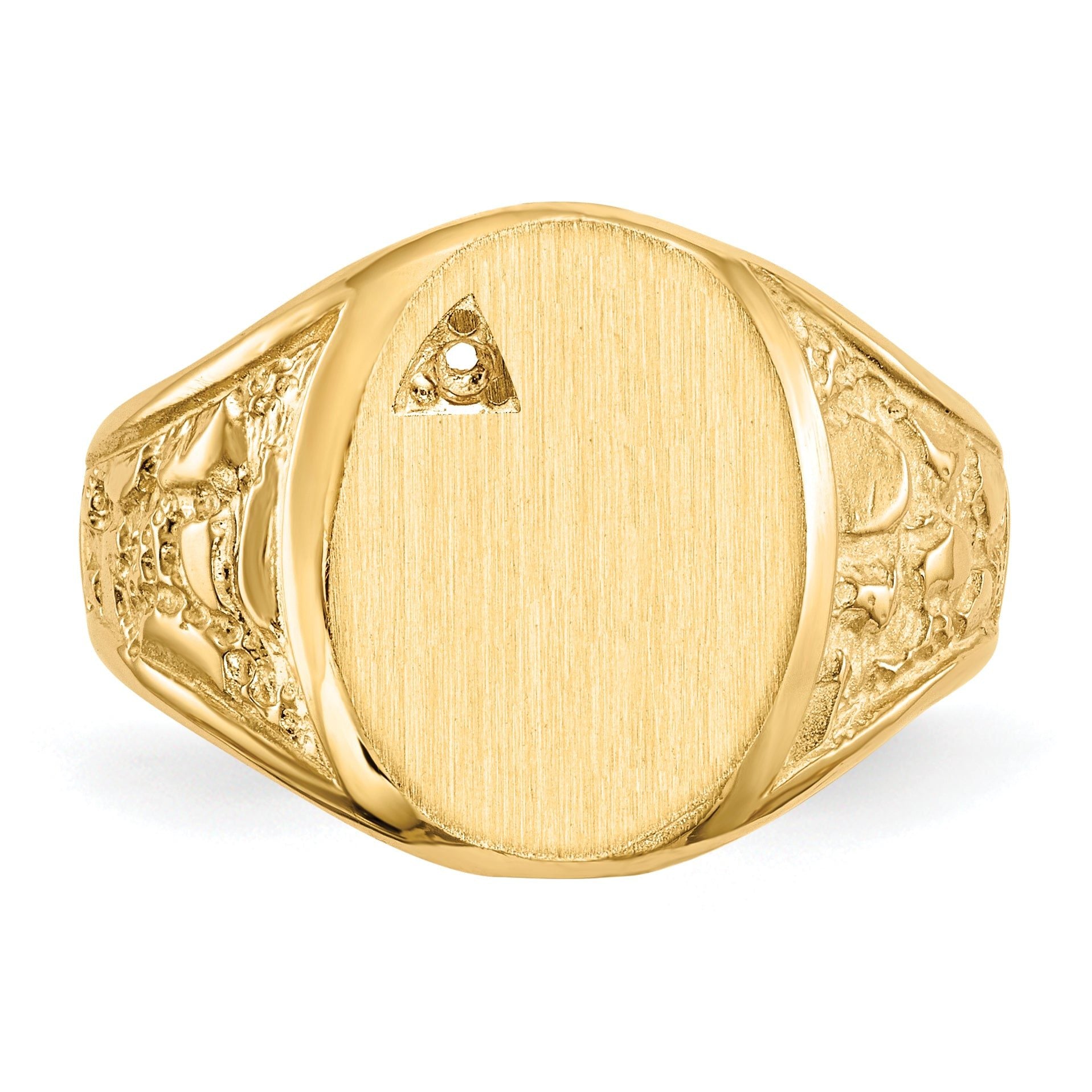 14k 11.0x15.0mm Open Back Diamond Mens Signet Ring Mounting (No Stone Included)