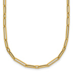 14k Polished 2.9mm Fancy Long and Short Paperclip Link 17 inch Necklace
