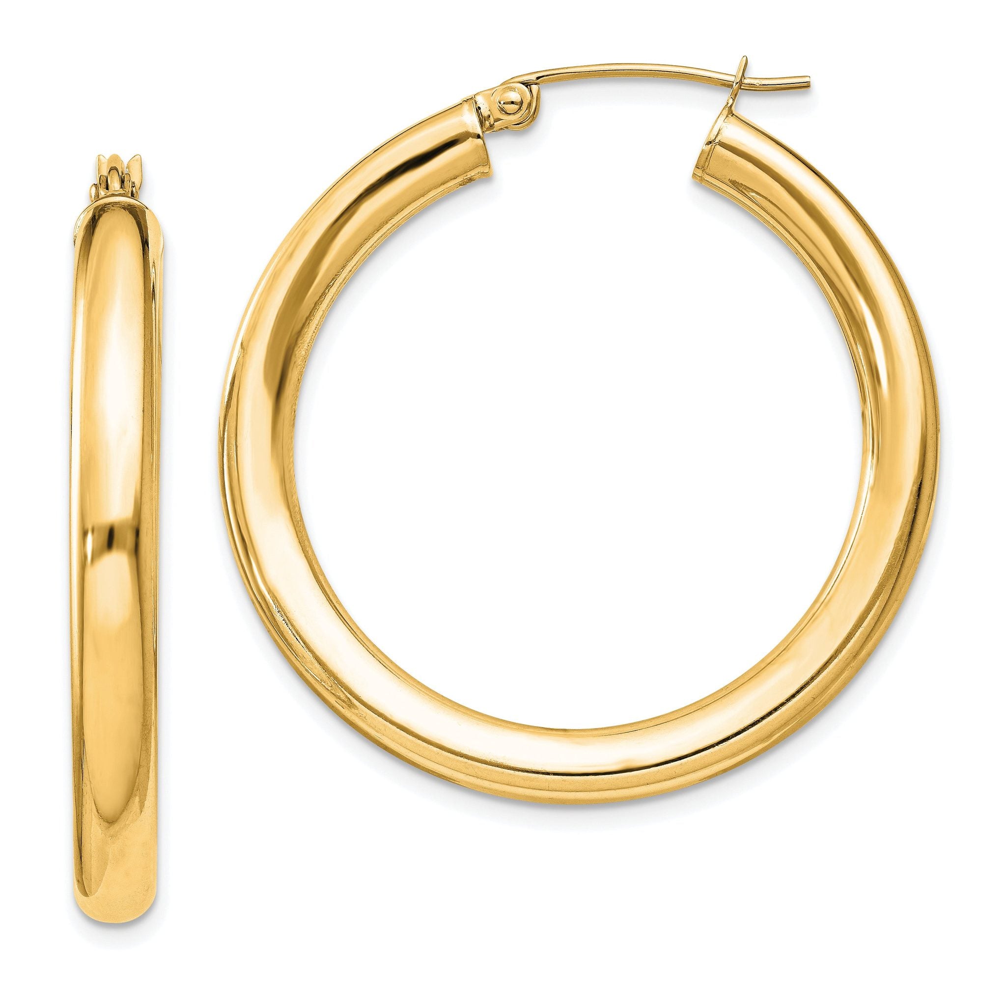 Sterling Silver Flash Gold-plated 4mm Round Hoop Earrings Main image