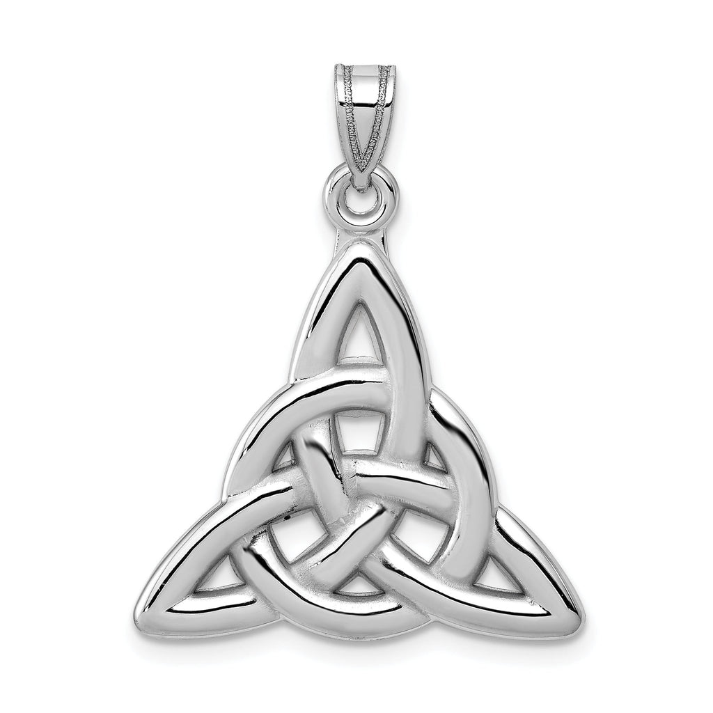 14K White Gold Trinity Knot Pendant with Polished Rhodium Finish
