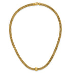 14K Polished and Brushed Bead Popcorn Mesh Necklace