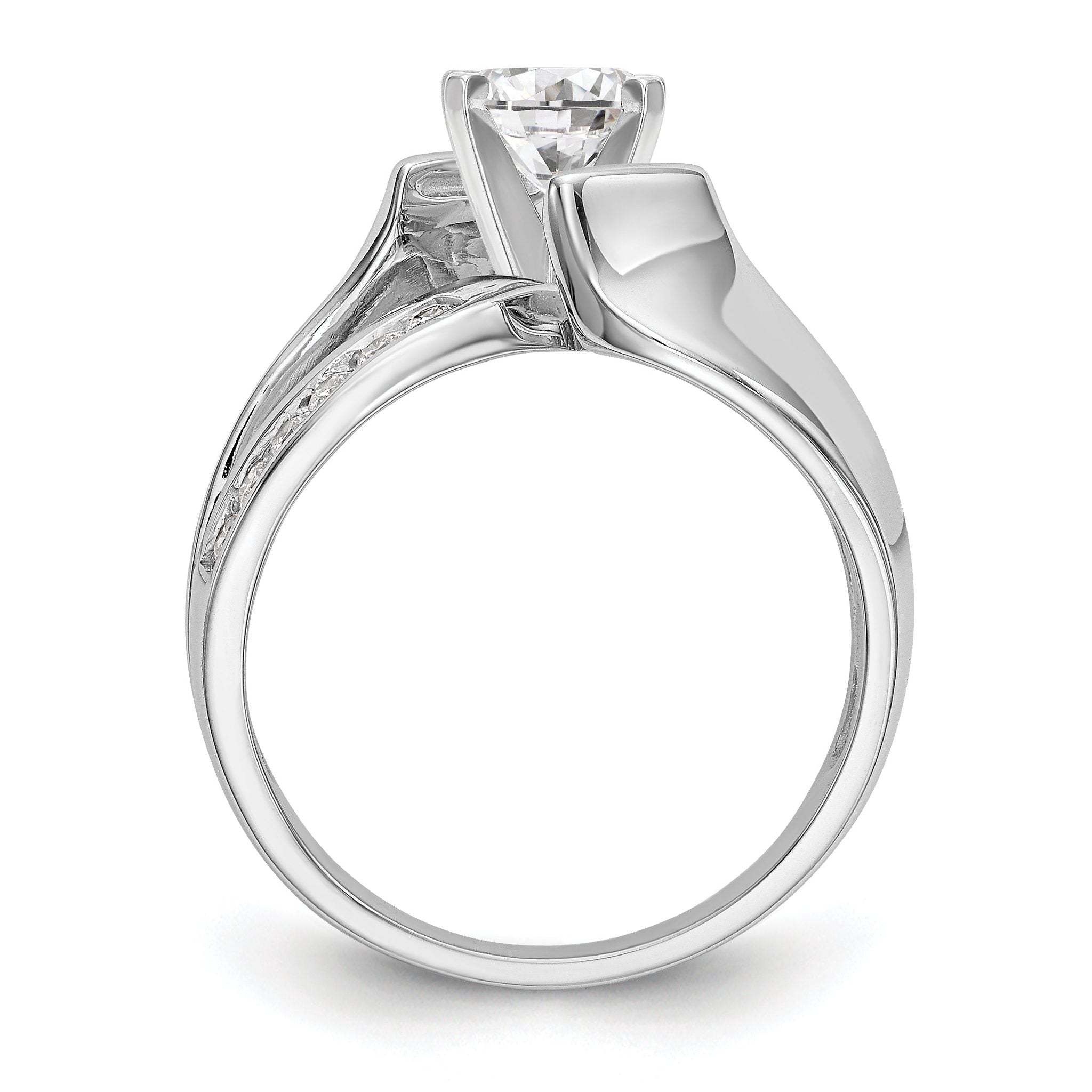 14K White Gold By-Pass Peg Set 1/5 carat Diamond Semi-mount Engagement Ring Secondary image