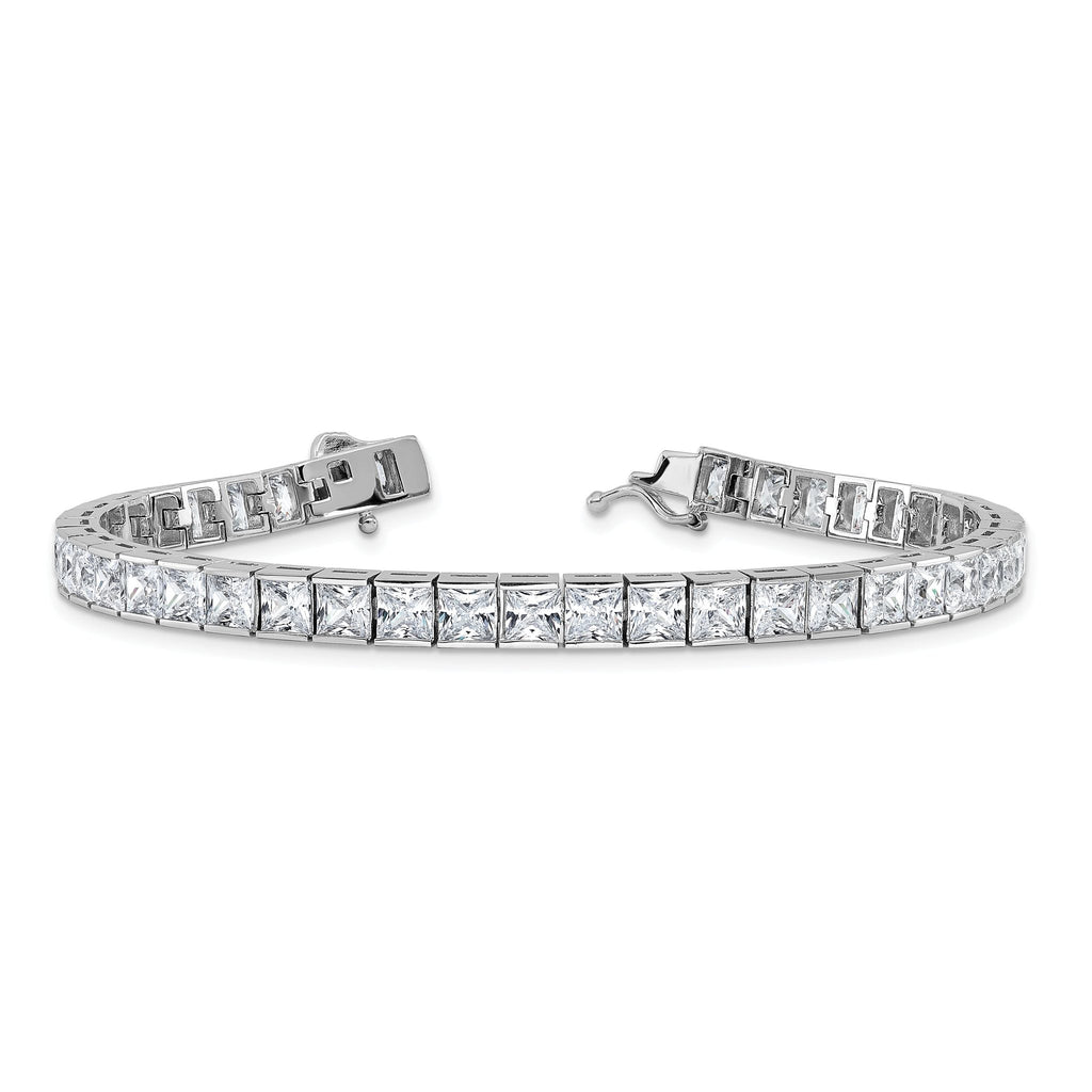 Sterling Shimmer Sterling Silver Rhodium-plated 7 inch 40 Stone CZ Bracelet