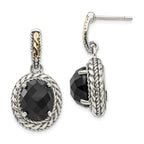 Sophia Jewelers Sterling Silver Onyx Dangle Earrings with 14K Gold Accent