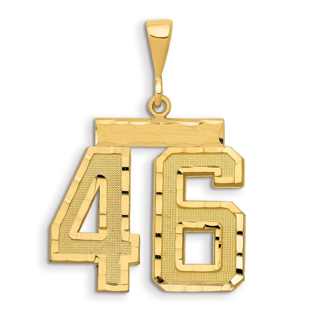 Number 46 Charm in 14K Yellow Gold, Brushed & Diamond-Cut - Sophia Jewelers