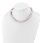 Sterling Silver Rhodium-plated 9-10mm Purple Near-Round Freshwater Cultured Pearl 16 inch Necklace