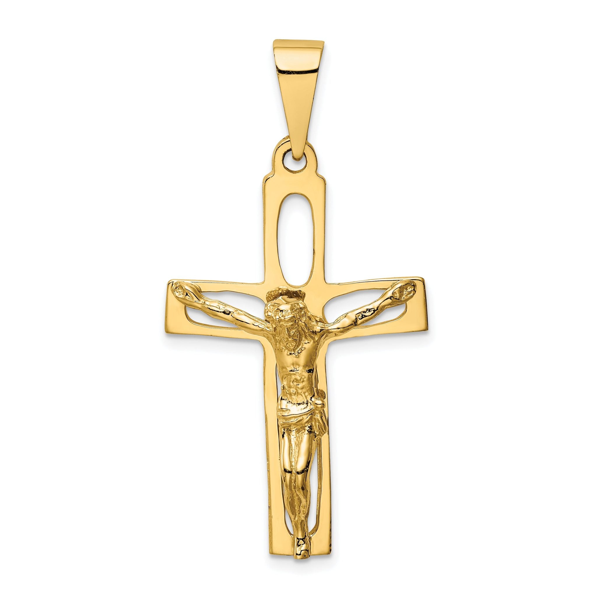 14K Gold Polished Crucifix Pendant with Solid Cast Design Main image