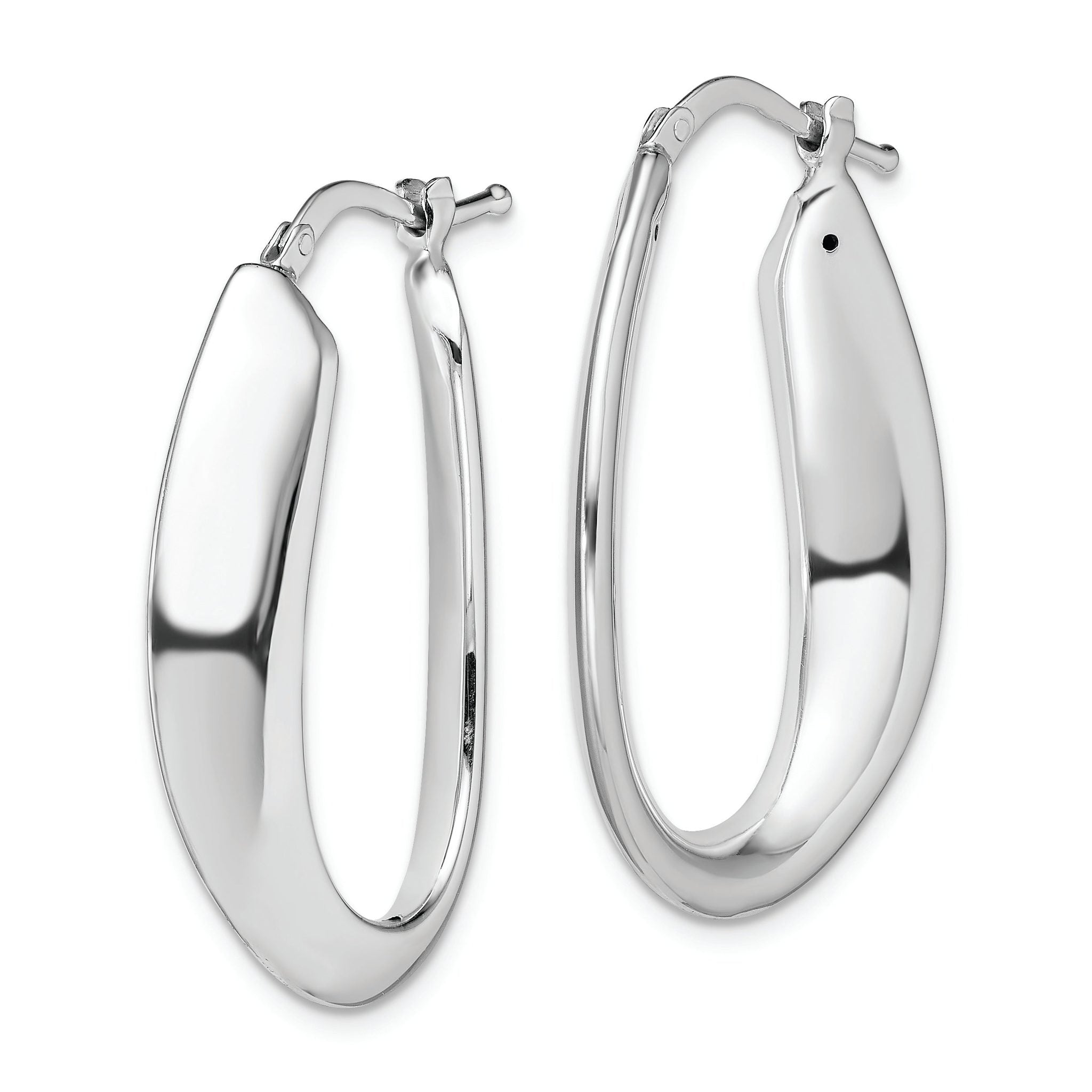 Sterling Silver Rhod-plated Polished Hollow 6mm Oval Hoop Earrings Secondary image
