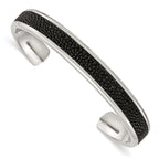 Stainless Steel Polished with Genuine Stingray Inlay Cuff Bangle Bracelet for Men