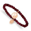 Stainless Steel Polished and Satin Rose IP-plated YingYang 4mm Red Jade Beaded Stretch Bracelet for Women