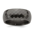 Faceted Wedding Band in Black Titanium, 9mm