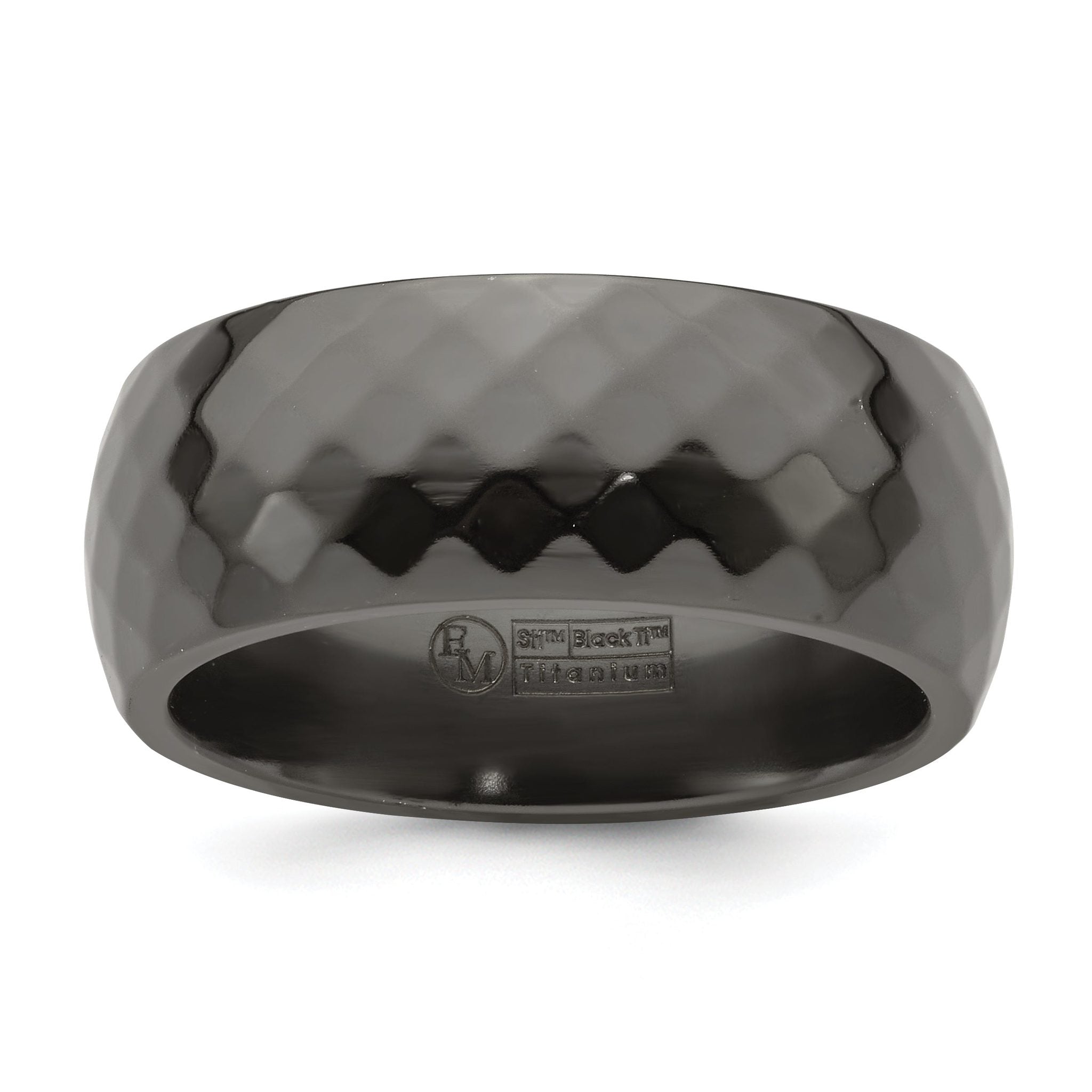 Faceted Wedding Band in Black Titanium, 9mm