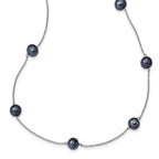 Sophia Jewelers Sterling Silver Black Pearl Necklace with Polished Finish