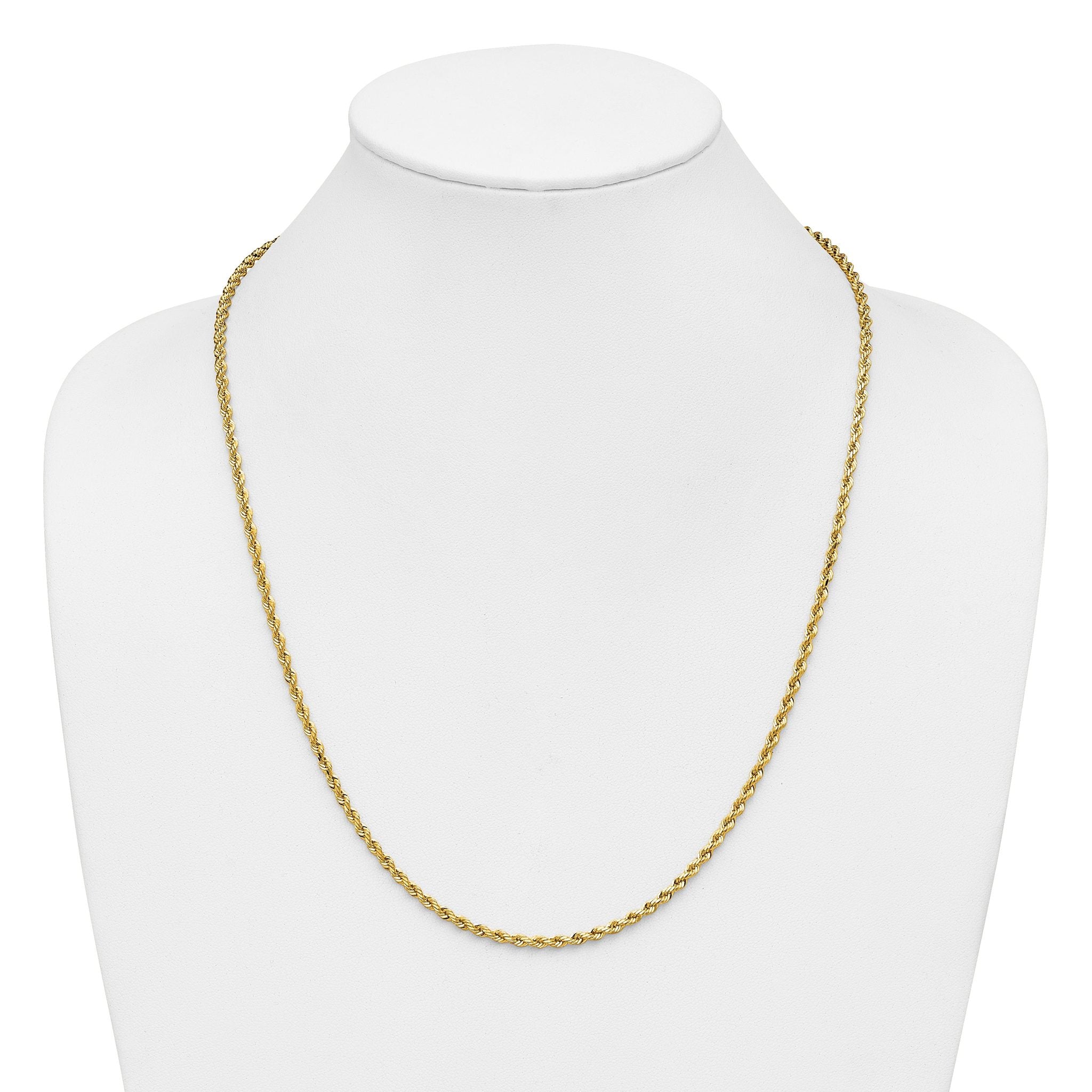 14K 7 inch 3mm Diamond-cut Rope with Lobster Clasp Chain