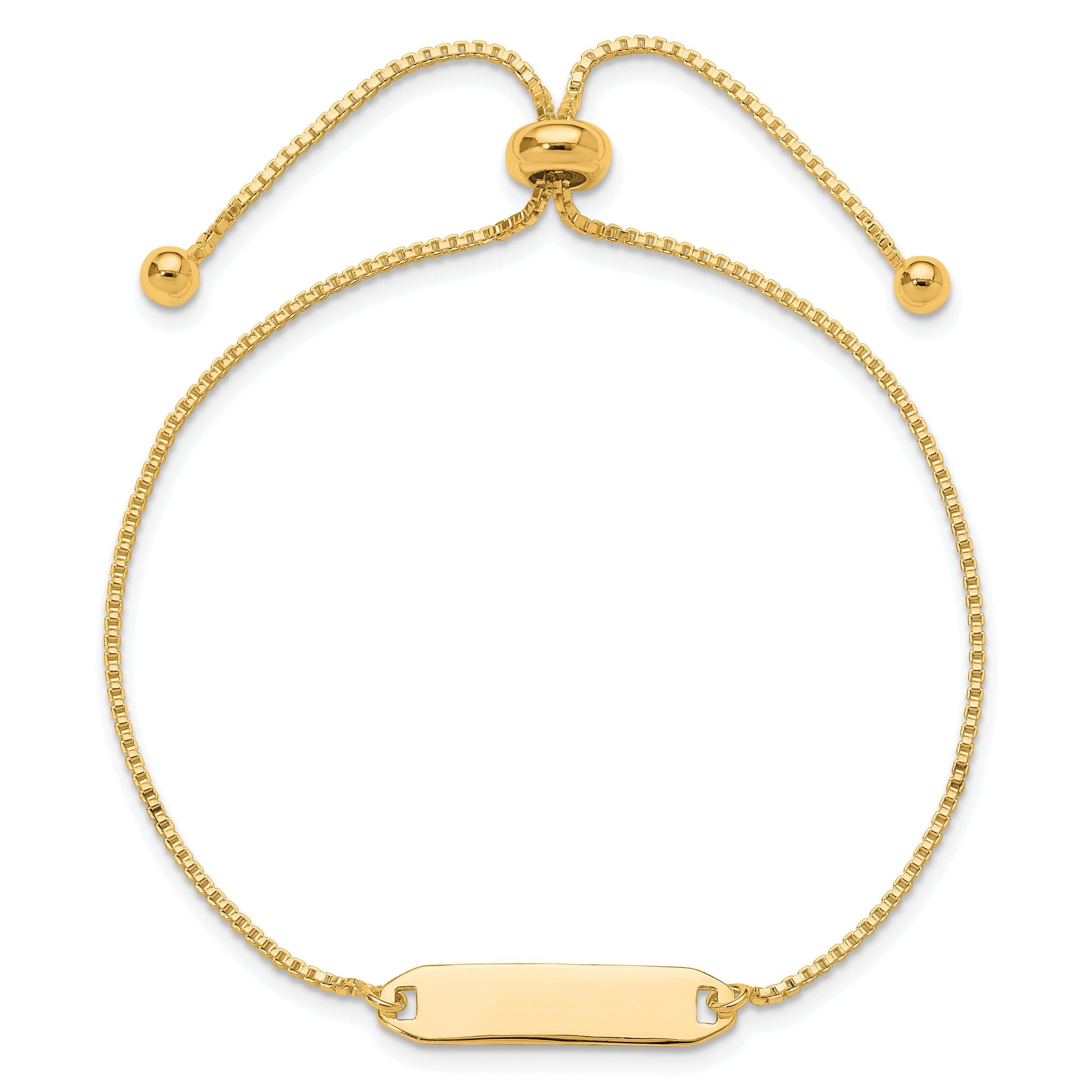 Sterling Silver Gold-tone Polished Bar Adjustable Bracelet