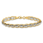 14K Two-tone Polished Fancy Link Bracelet