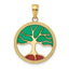 14K Gold Enameled Tree of Life Pendant with Polished Finish