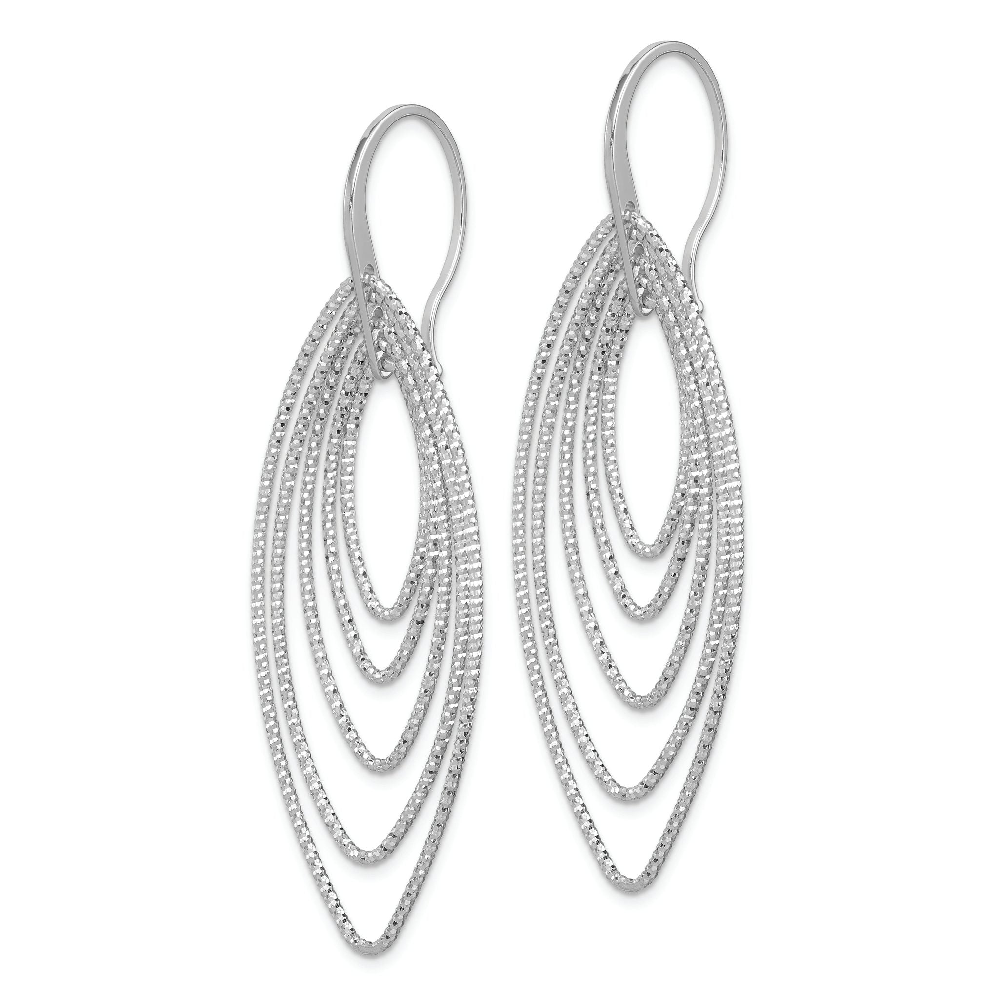 Sterling Silver Rhodium-plated D/C Multi Marquise Shape Dangle Earrings Secondary image