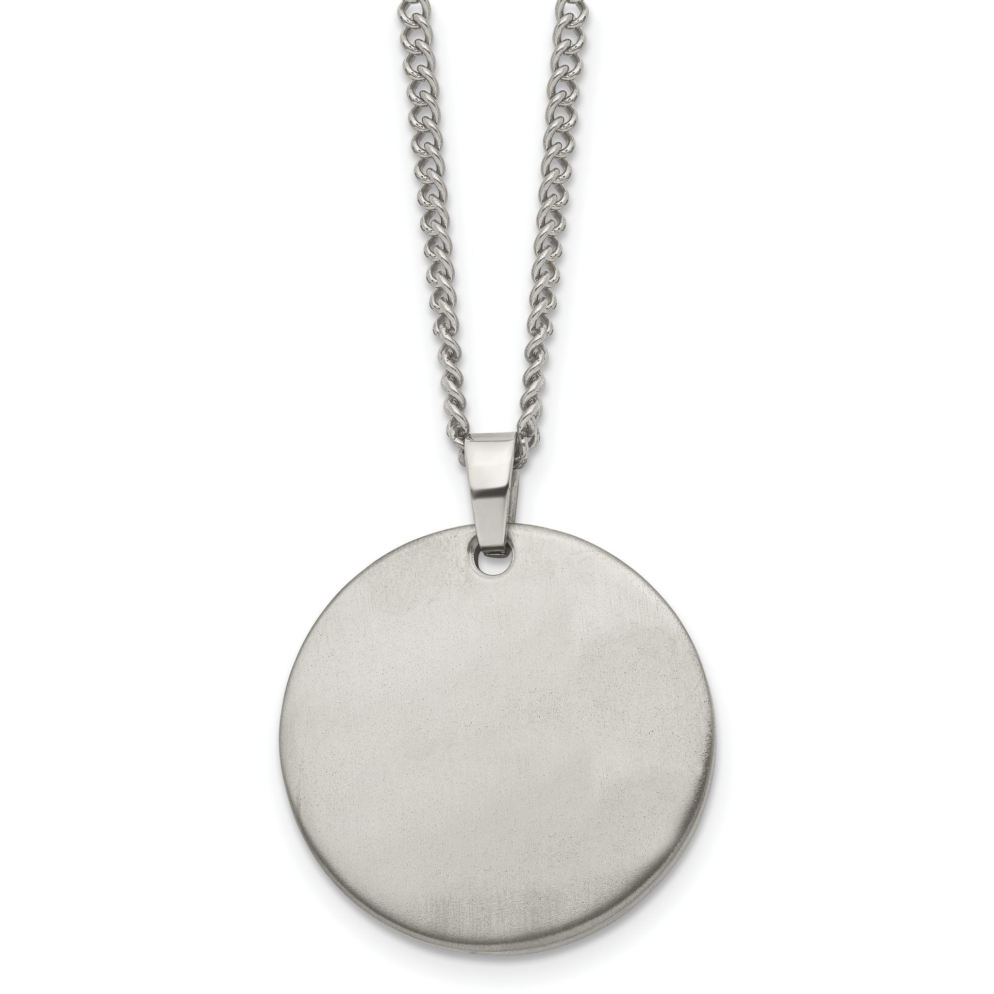 Titanium Men's Necklace with Brushed Finish Engravable Pendant Main image