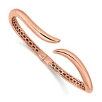 Sterling Silver Rose-tone Polished Wavy Hinged Bangle