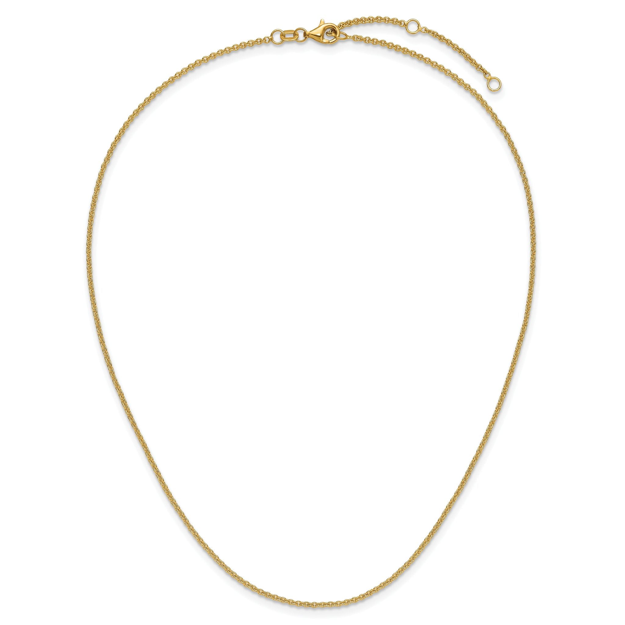 14k Yellow Gold 1.6mm Round Cable 1in+1in Adjustable Chain