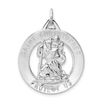 Sterling Silver 925 St. Christopher Pendant with Polished Rhodium Finish