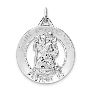 St. Christopher Medal in Sterling Silver, 35mm, Die-Struck - Sophia Jewelers