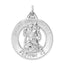Sterling Silver 925 St. Christopher Pendant with Polished Rhodium Finish