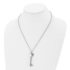 CZ Heart Key Pendant Necklace in Stainless Steel