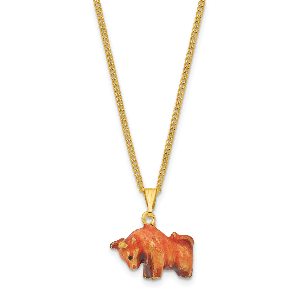 Luxury Giftware by Jere Bejeweled DOZER Bowing Bull Trinket Box with Matching 18 inch Necklace