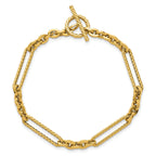 14K Polished and Textured Fancy Link with Toggle 7.5 inch Bracelet