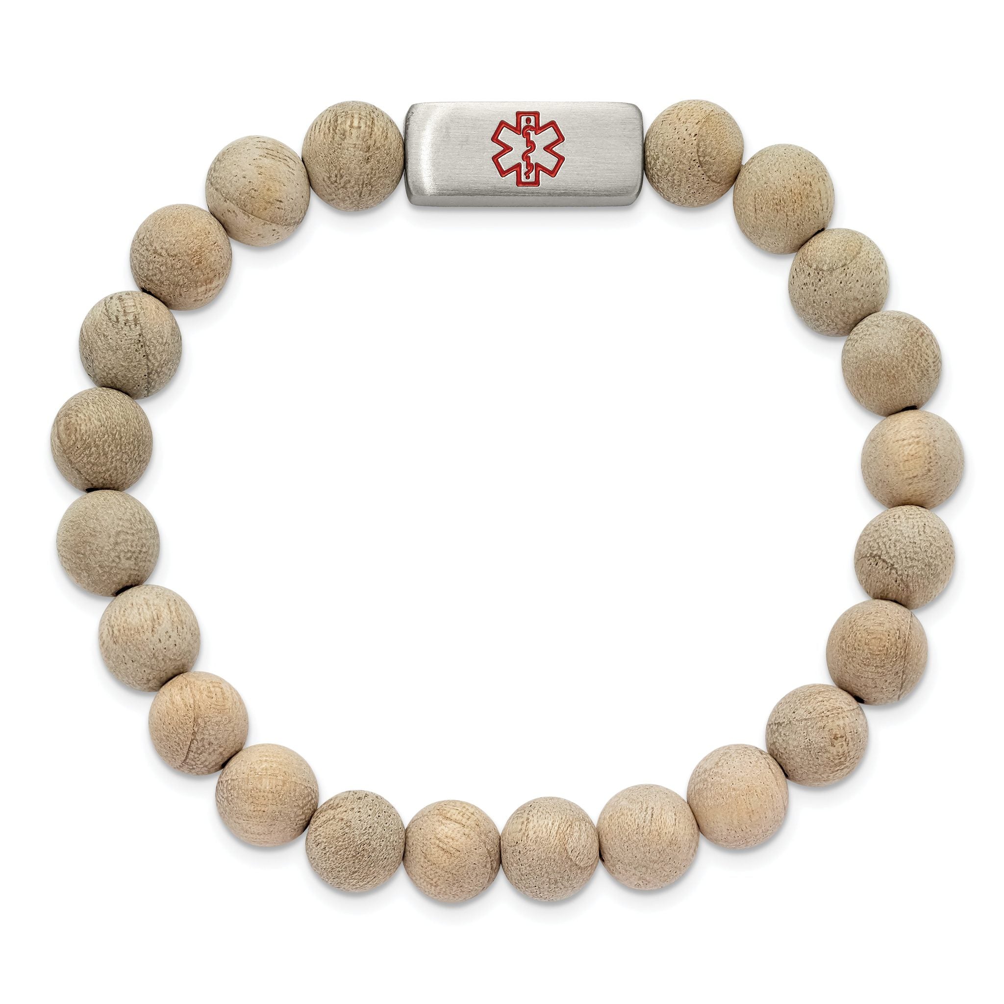 Stainless Steel Brushed with Enamel Medical ID Camphor Wood Bracelet Secondary image