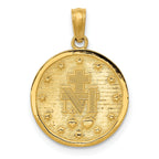 14K Gold Miraculous Medal Pendant with Polished Finish and Satin Detail