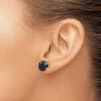 Stainless Steel Polished Round Black Cubic Zirconia Stud Earrings