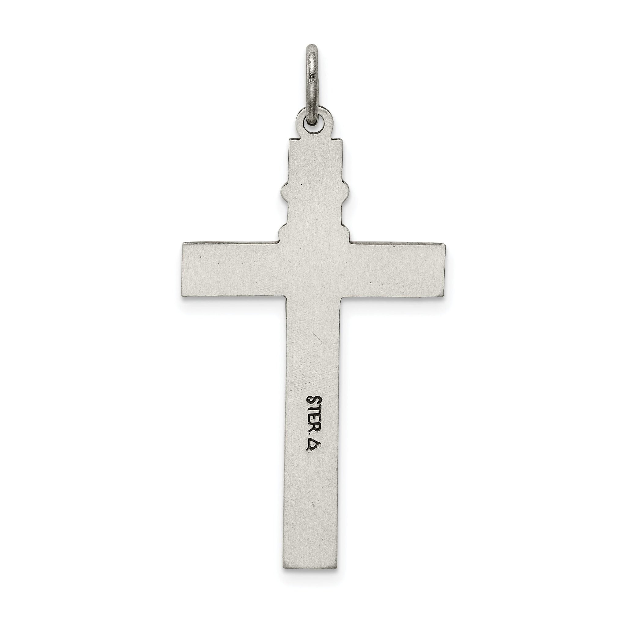 Sterling Silver 925 Antiqued Rosary Cross Pendant Vintage Charm
