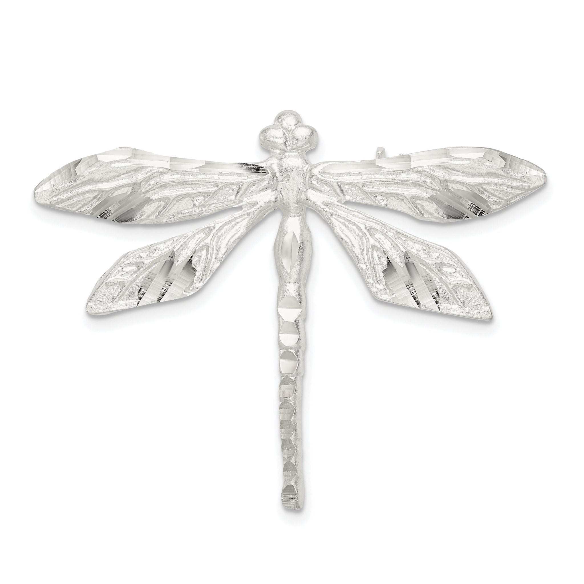 Sterling Silver 925 Dragonfly Pin with Brushed Diamond-Cut Finish Main image